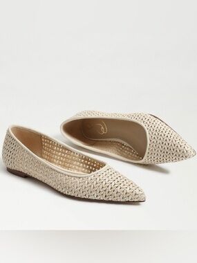 NEW SAM EDELMAN WANDA POINTED TOE FLATS IN IVORY 6